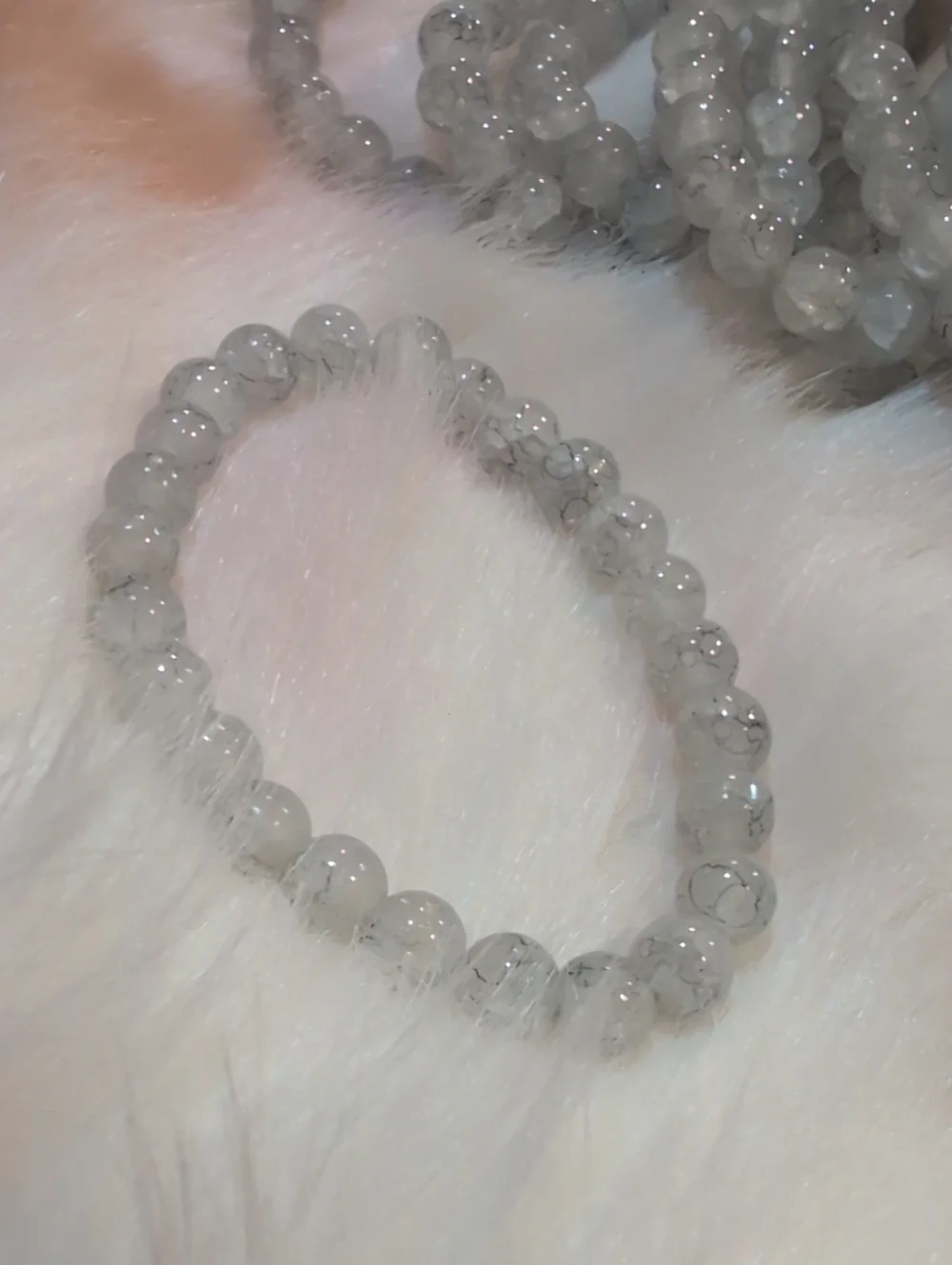 Gray Marble Beaded Stretch Bracelet